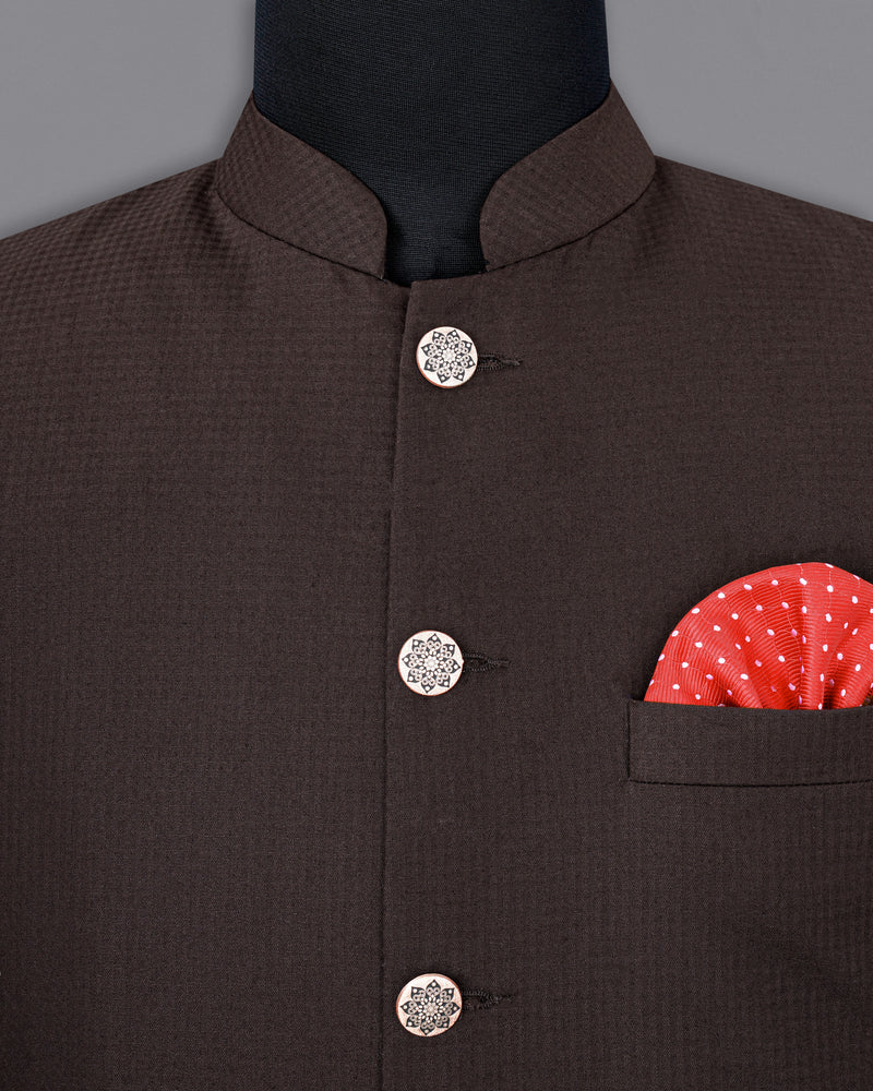 Birch Brown Nehru Jacket WC1861-36, WC1861-38, WC1861-40, WC1861-42, WC1861-44, WC1861-46, WC1861-48, WC1861-50, WC1861-52, WC1861-54, WC1861-56, WC1861-58, WC1861-60