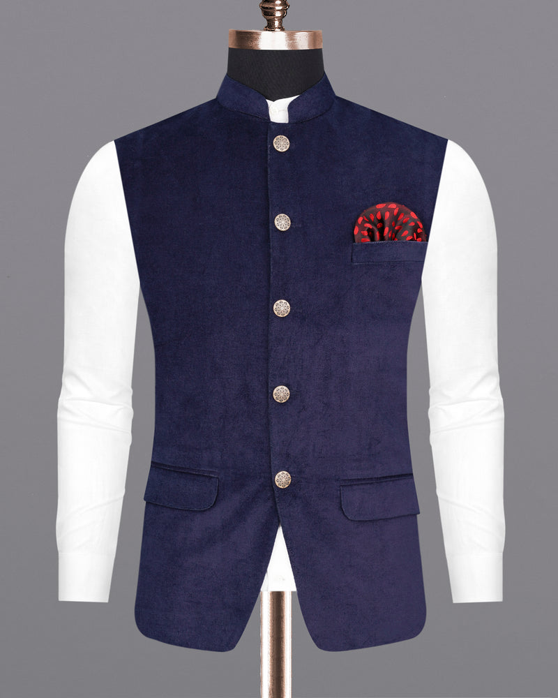 Tolopea Navy Blue Cotton Nehru Jacket WC1967-36, WC1967-38, WC1967-40, WC1967-42, WC1967-44, WC1967-46, WC1967-48, WC1967-50, WC1967-52, WC1967-54, WC1967-56, WC1967-58, WC1967-60