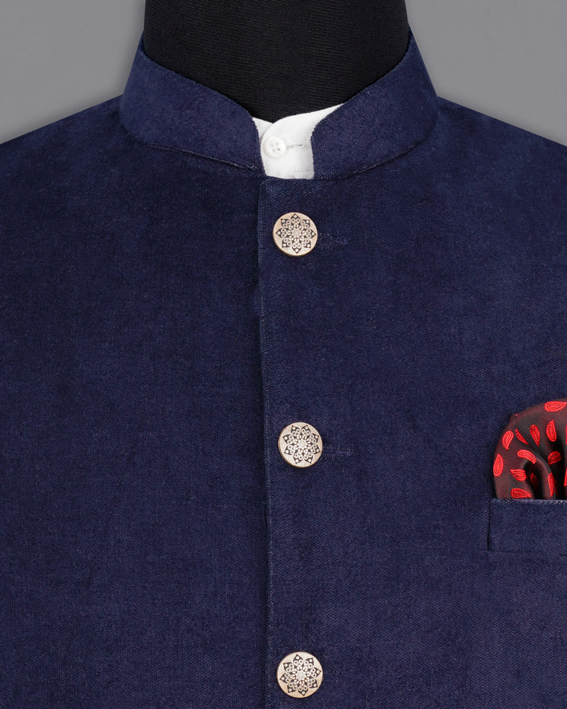 Tolopea Navy Blue Cotton Nehru Jacket WC1967-36, WC1967-38, WC1967-40, WC1967-42, WC1967-44, WC1967-46, WC1967-48, WC1967-50, WC1967-52, WC1967-54, WC1967-56, WC1967-58, WC1967-60