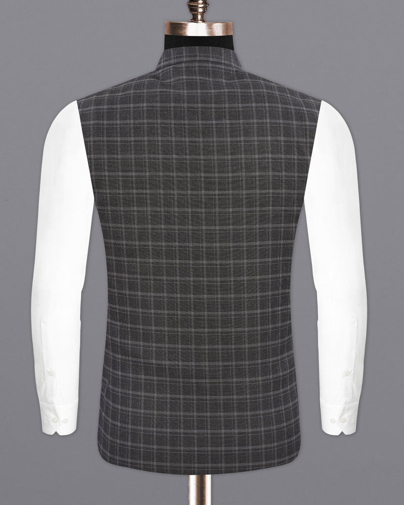 Cape God Gray Checkered Nehru Jacket WC1987-36, WC1987-38, WC1987-40, WC1987-42, WC1987-44, WC1987-46, WC1987-48, WC1987-50, WC1987-52, WC1987-54, WC1987-56, WC1987-58, WC1987-60