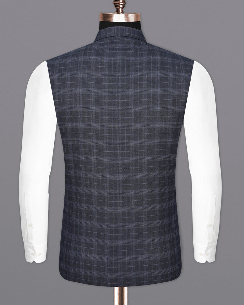 Iridium Dark Gray With Mobster Gray Plaid Nehru Jacket WC2004-36, WC2004-38, WC2004-40, WC2004-42, WC2004-44, WC2004-46, WC2004-48, WC2004-50, WC2004-52, WC2004-54, WC2004-56, WC2004-58, WC2004-60