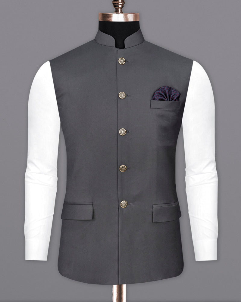 Vampire Gray Textured Nehru Jacket WC2009-36, WC2009-38, WC2009-40, WC2009-42, WC2009-44, WC2009-46, WC2009-48, WC2009-50, WC2009-52, WC2009-54, WC2009-56, WC2009-58, WC2009-60