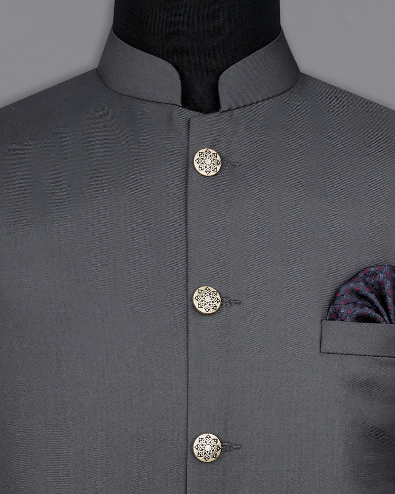 Vampire Gray Textured Nehru Jacket WC2009-36, WC2009-38, WC2009-40, WC2009-42, WC2009-44, WC2009-46, WC2009-48, WC2009-50, WC2009-52, WC2009-54, WC2009-56, WC2009-58, WC2009-60