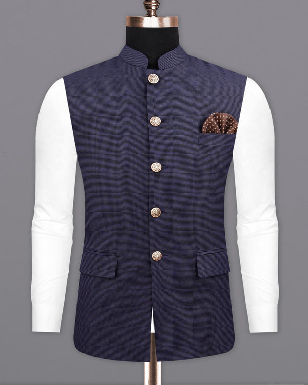 Ebony Clay Navy Blue Bandhgala Nehru Jacket