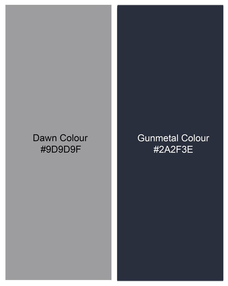 Dawn Gray and Gunmetal Navy Blue Subtle Textured Premium Cotton Designer Nehru Jacket  WC2181-36, WC2181-38, WC2181-40, WC2181-42, WC2181-44, WC2181-46, WC2181-48, WC2181-50, WC2181-52, WC2181-54, WC2181-56, WC2181-58, WC2181-60