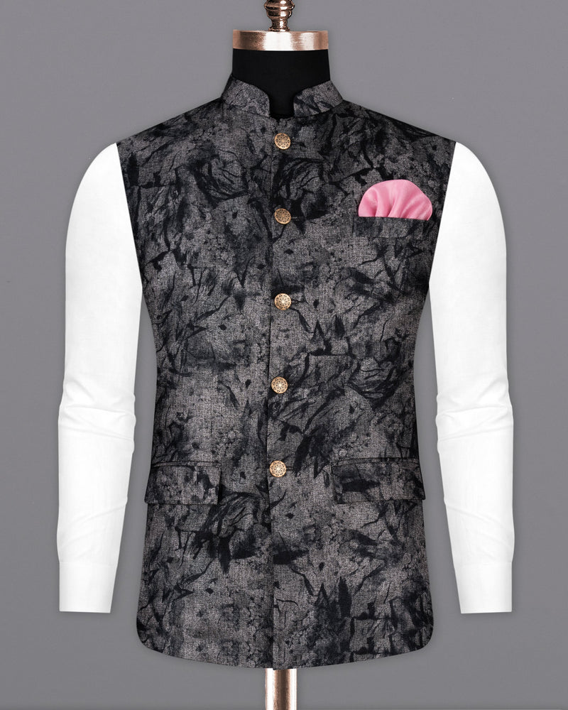 Dawn Gray and Onyx Black textured Designer Nehru Jacket  WC2182-36, WC2182-38, WC2182-40, WC2182-42, WC2182-44, WC2182-46, WC2182-48, WC2182-50, WC2182-52, WC2182-54, WC2182-56, WC2182-58, WC2182-60