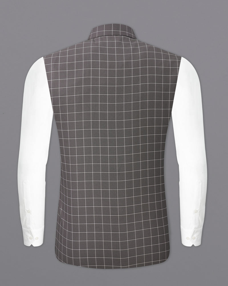 Mortar Gray Checkered  Nehru Jacket WC2270-36, WC2270-38, WC2270-40, WC2270-42, WC2270-44, WC2270-46, WC2270-48, WC2270-50, WC2270-52, WC2270-54, WC2270-56, WC2270-58, WC2270-60