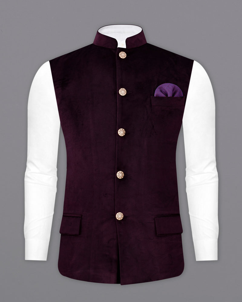 Eclipse Wine Velvet Nehru Jacket