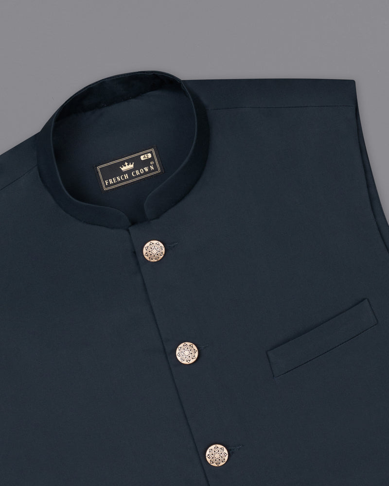 Tuna Blue Premium Cotton Nehru Jacket