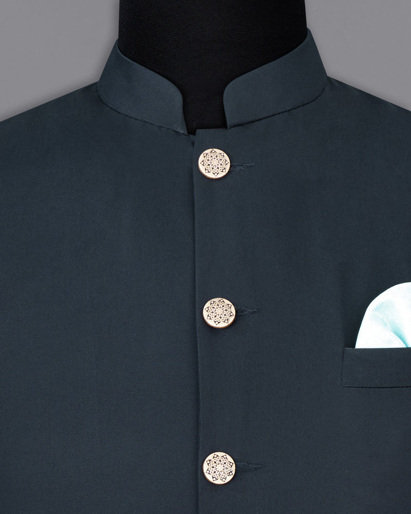 Tuna Blue Premium Cotton Nehru Jacket