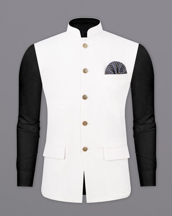 Bright White Premium Cotton Nehru Jacket