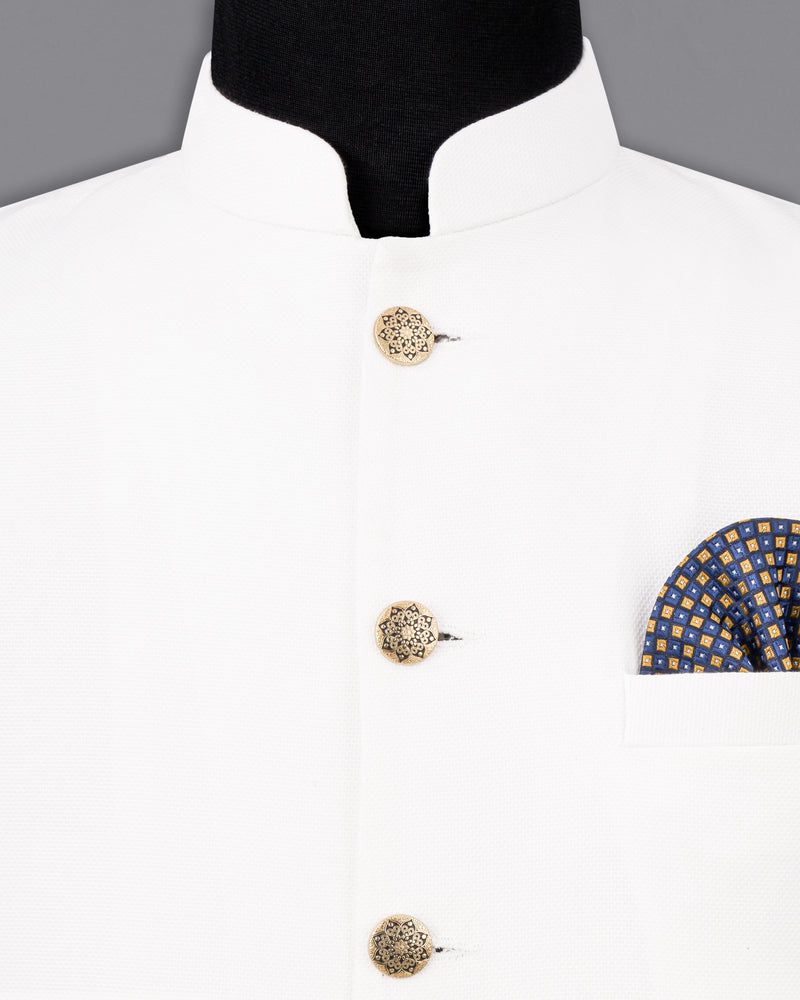 Bright White Premium Cotton Nehru Jacket