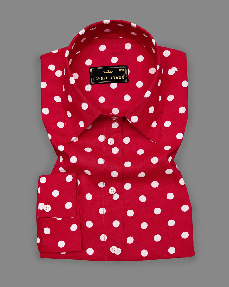 Shiraz Red Polka Dotted Premium Tencel Shirt