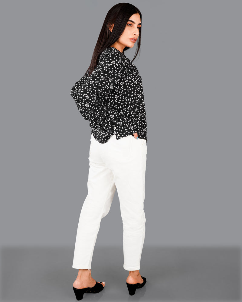 Jade Black Ditsy Printed Premium Cotton Shirt