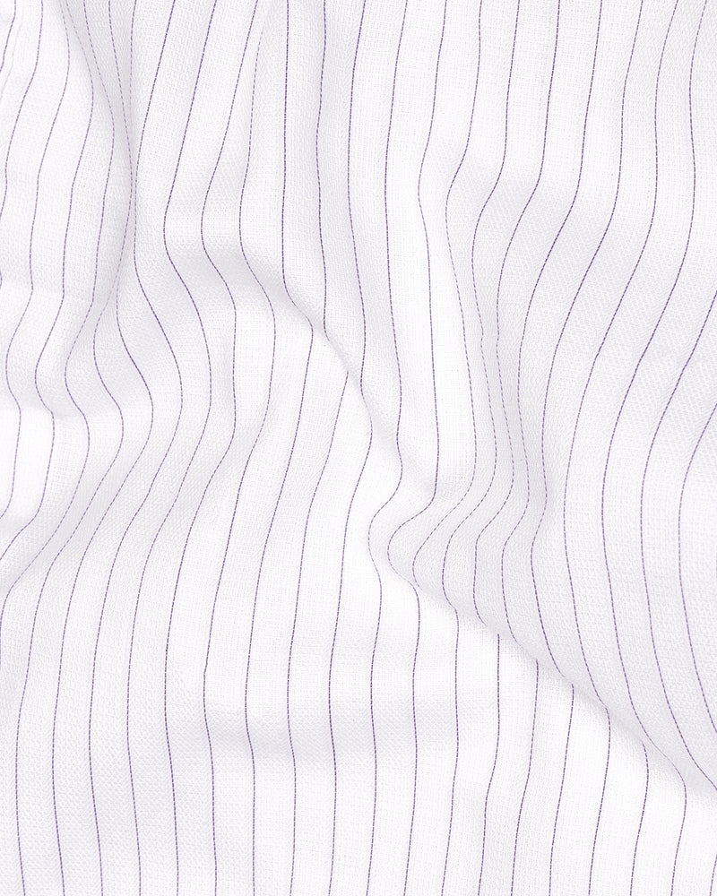 Bright White Striped Premium Cotton Shirt