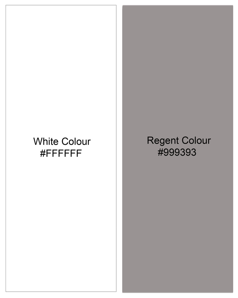 Bright White with Regent Gray Striped Premium Cotton Shirt