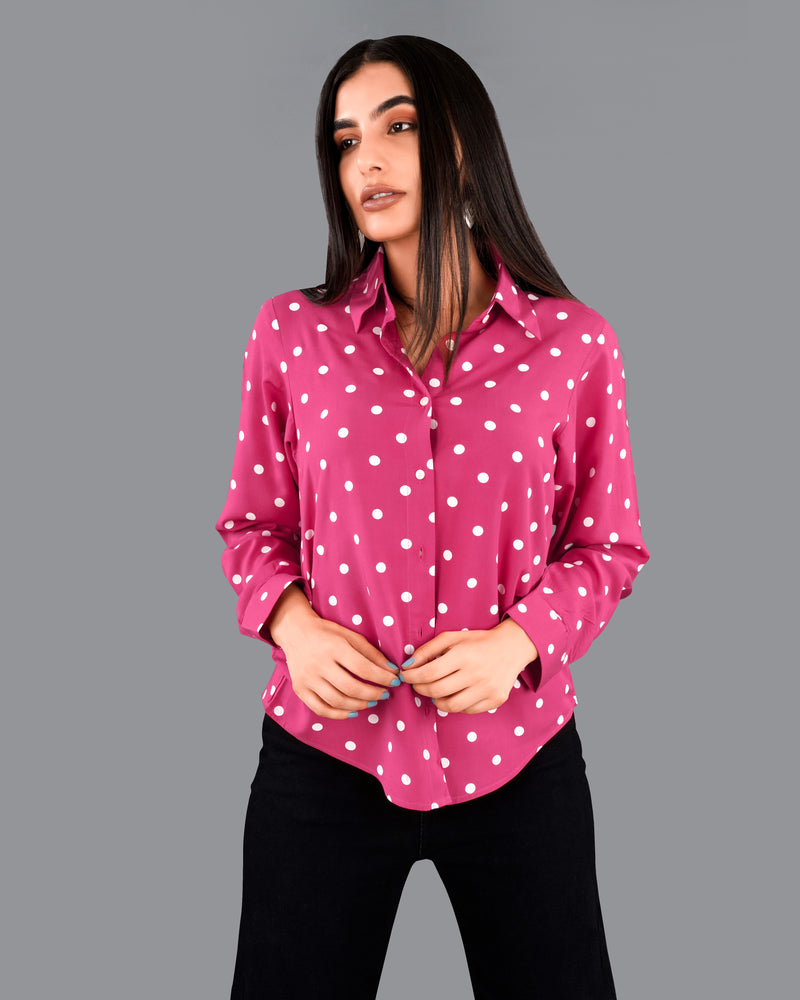 Rhino Pink Polka Dotted Premium Tencel Shirt