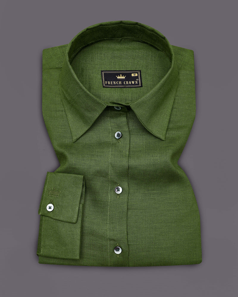 Asparagus Green Premium Linen Shirt