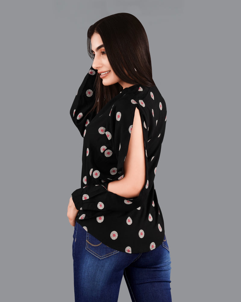 Jade Black Printed Premium Tencel Shirt