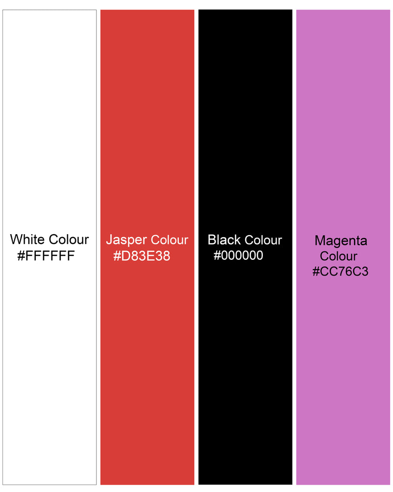 Jasper Red and Multicolored White Ditsy Printed Premium Tencel Shirt