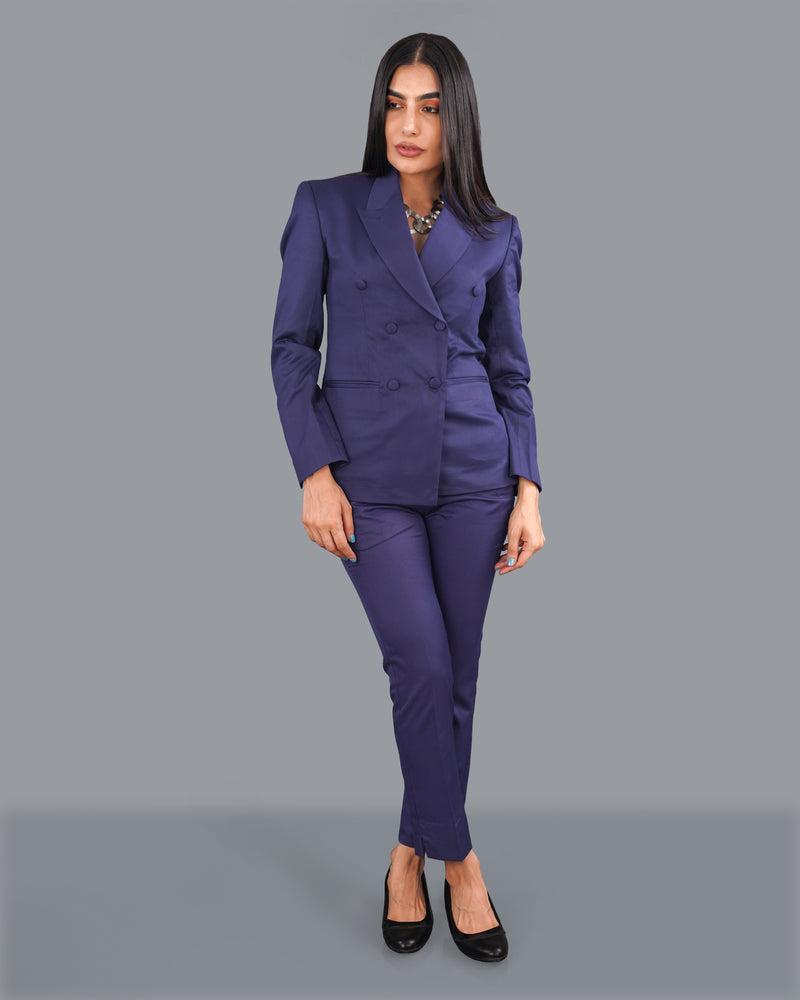 Space Blue Double Breasted Women's Suit