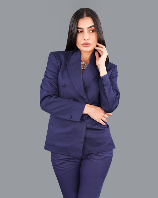Space Blue Double Breasted Women's Suit