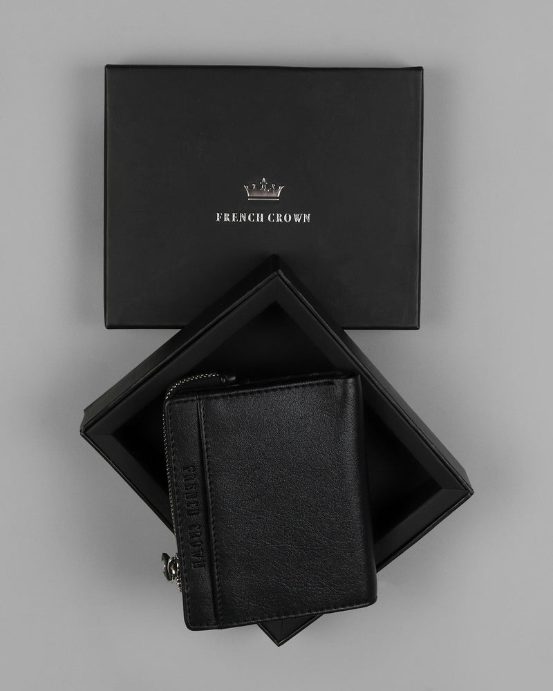 Jade Black Vegan Leather Handcrafted Wallet WT12