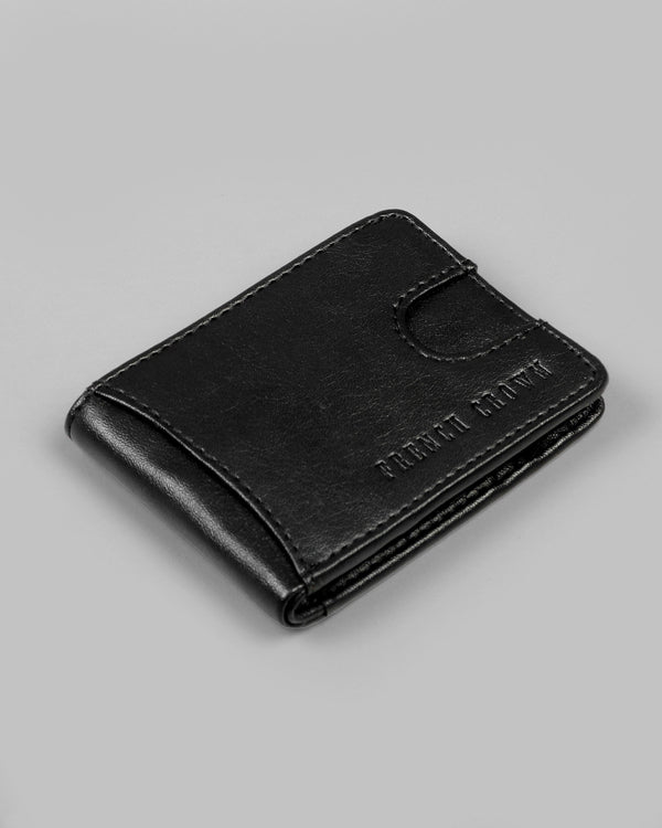 Black Ultra Slim Vegan Leather Handcrafted Small Wallet WT18