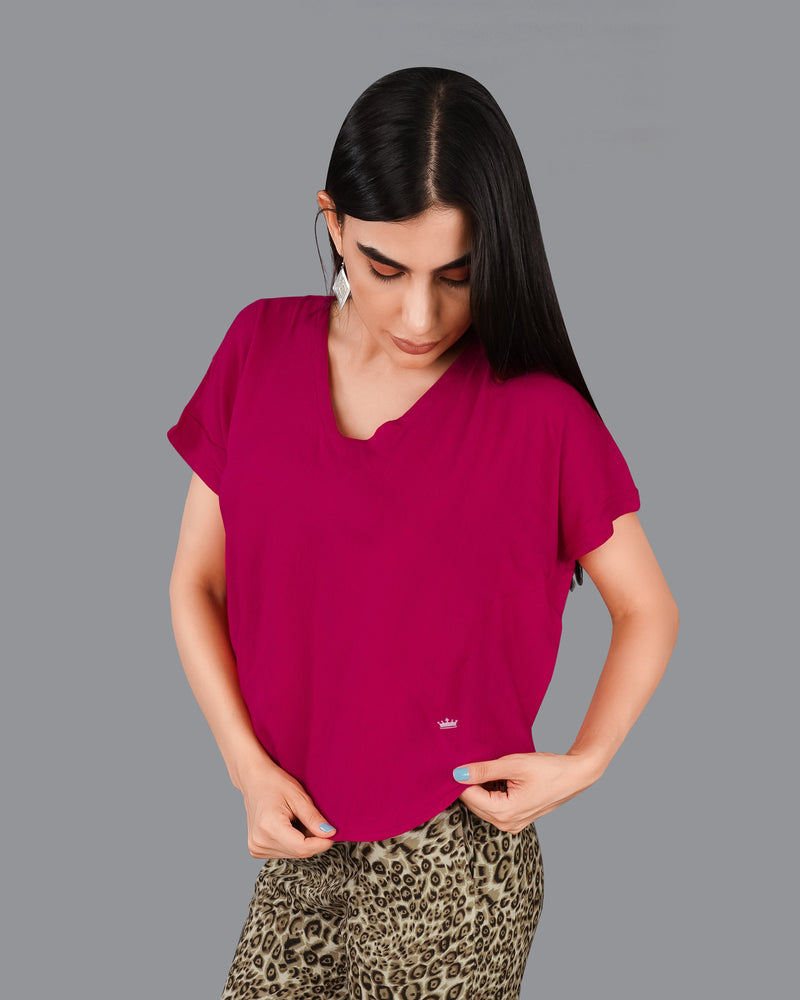 Mulberry Pink Viscose Crop Top