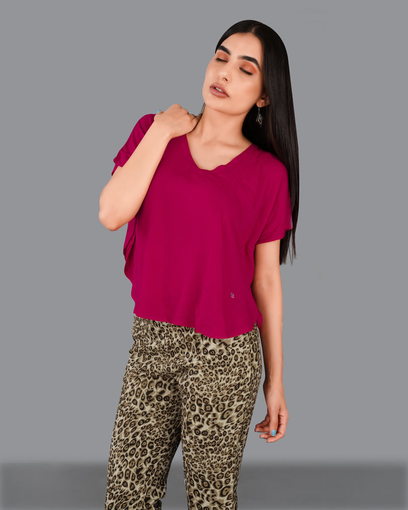 Mulberry Pink Viscose Crop Top