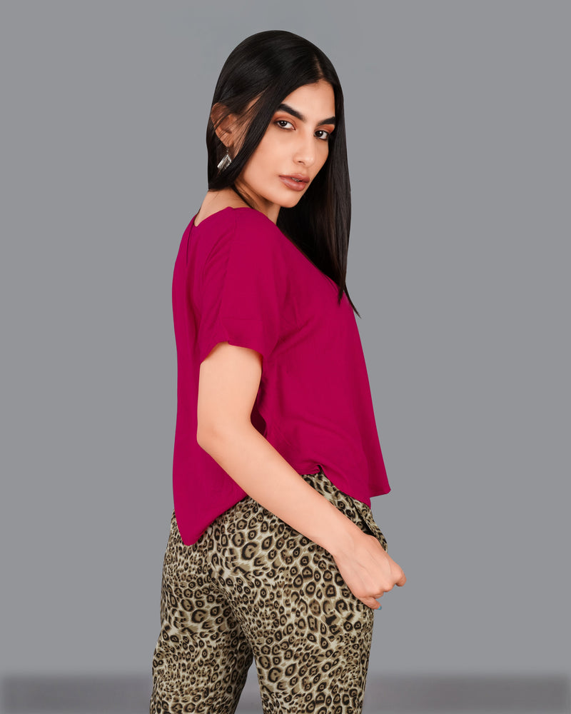 Mulberry Pink Viscose Crop Top