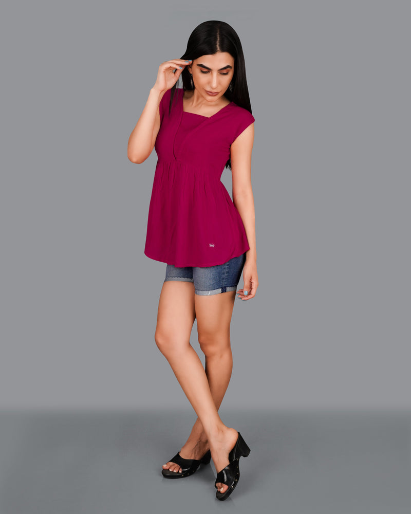 Mulberry Pink Viscose flared Top